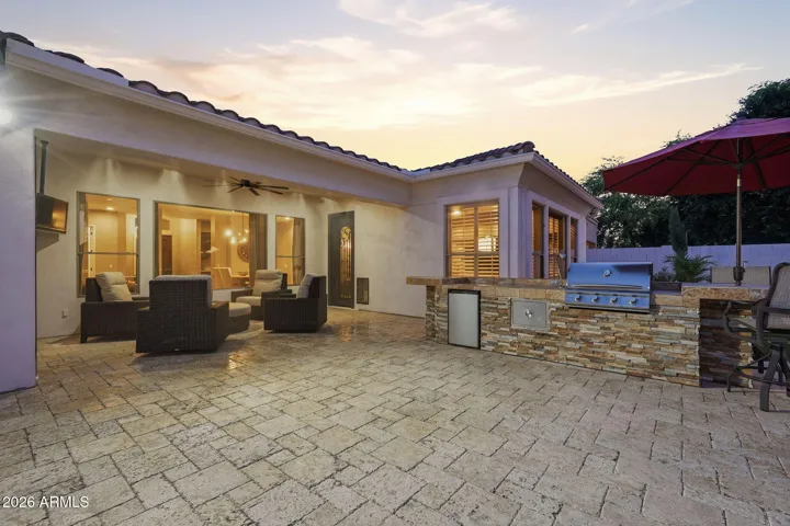 Misting system cools the patio, pool, and spa