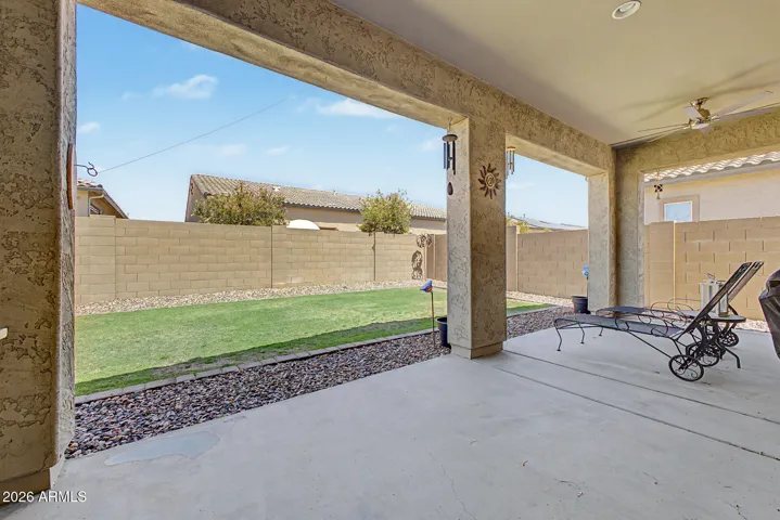 Covered patio! There is a gas stub to the west side of the patio..
