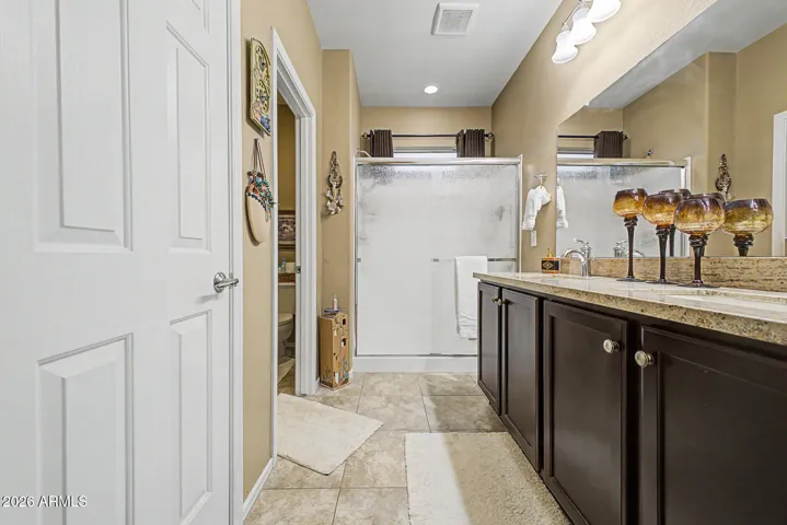 Granite Counter, Dual Sinks, Separate Water Closet, Shower, and Large Closet