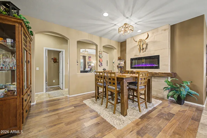 with stunning custom fireplace