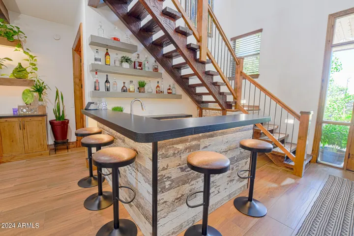 Wet bar with custom barn wood surround