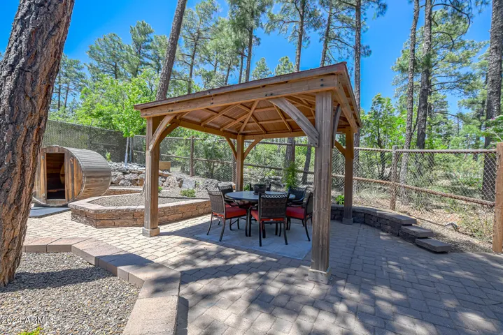 Currently used for dining, there is wiring for a hot tub!