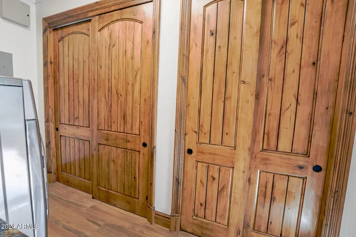 Left Closet is one heating system and a brand new 80 gallon water heater. The other closet is for storage.