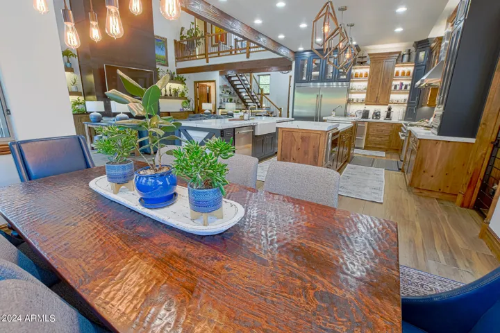 View from dining room to custom kitchen