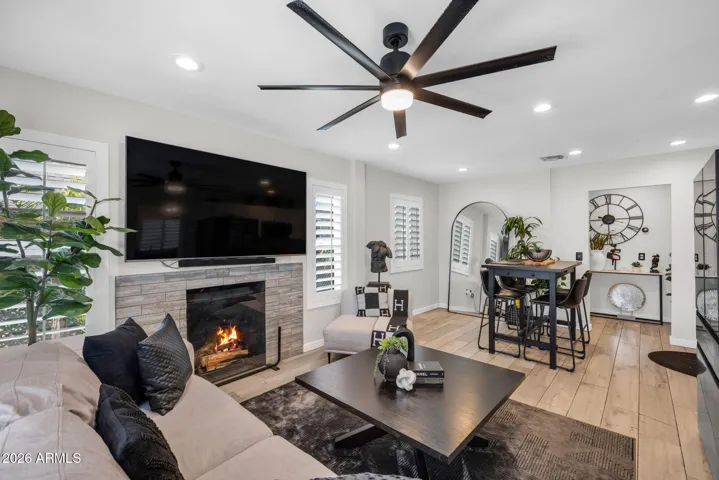 Living Room with Fireplace and Open Layout