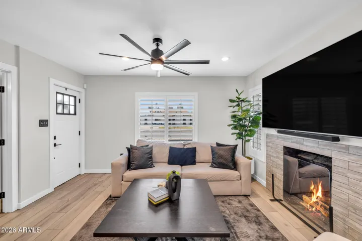 Warm Living Space Centered Around the Fireplace