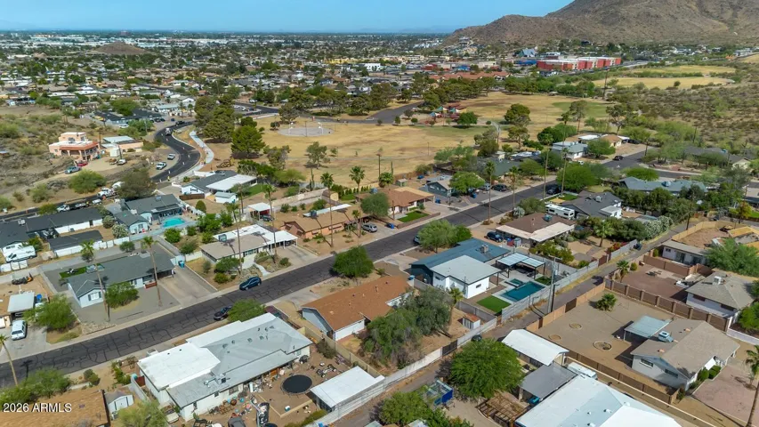 Aerial View of Park and Community Garden