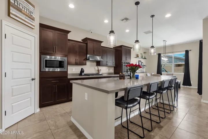 Kitchen island w/quartz countertops.