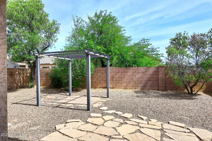 Backyard view from covered patio