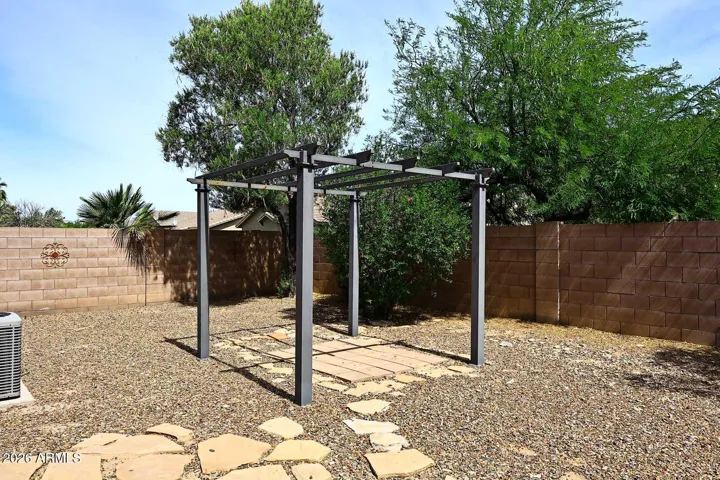 Pergola in backyard