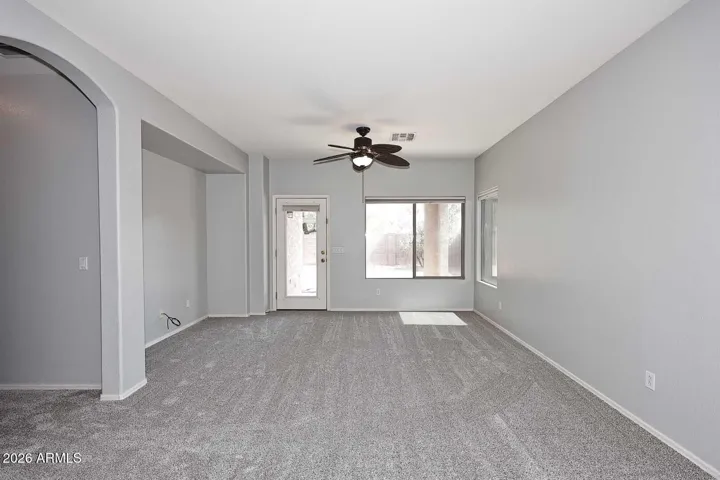 Family Room overlooks backyard