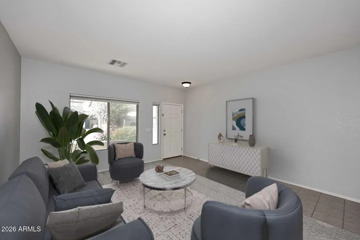 Living room virtually staged