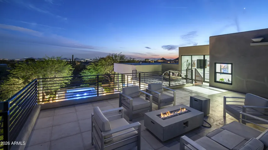 Viewing deck facing pool