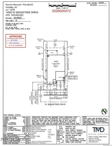 14800 W Smoketree Drive Preliminary Plot Plan