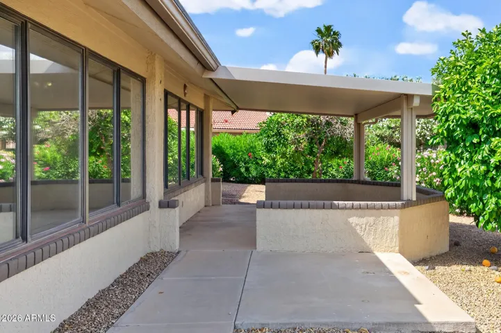 Enjoy sitting in the sun or under the covered patio.