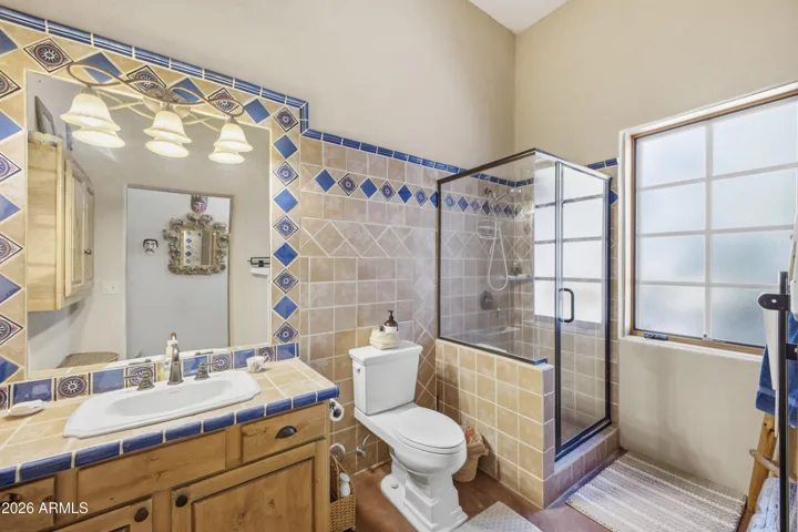 Lovely tile and great natural light in the bathroom
