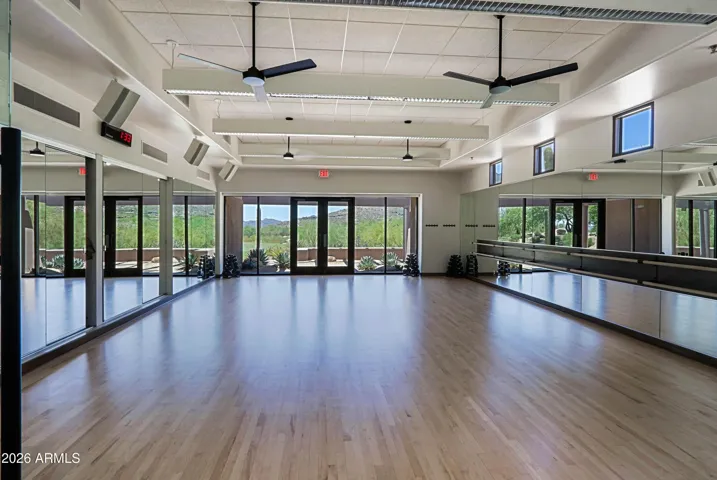 Fitness classes are held in this room