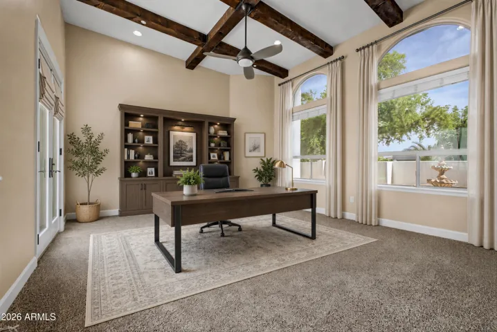 Office with courtyard doors