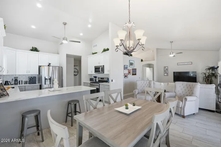 Kitchen, dining and great room