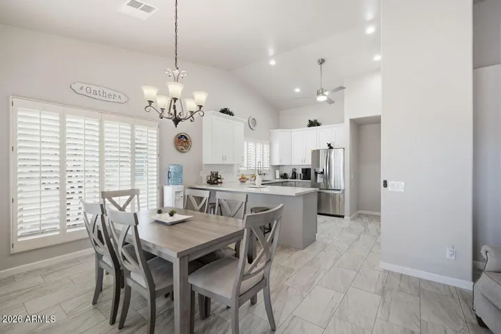 Dining area and kitchen