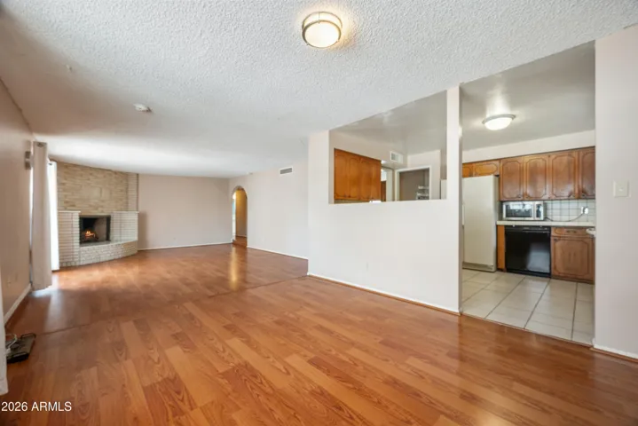 Dining area looking into kitchen