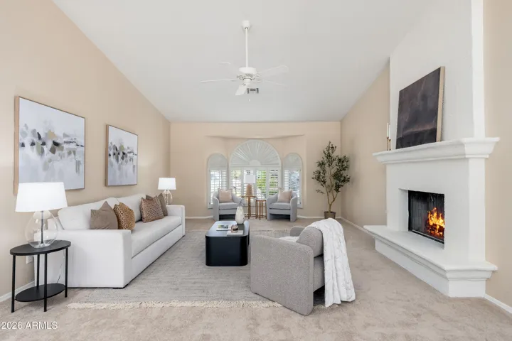 Family room with fire place