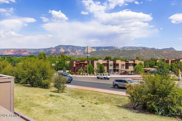 Red Rock and City View from the 1st floor Patio of this delightful Sedona Gardens Townhome. #8 is Your Luck Number!