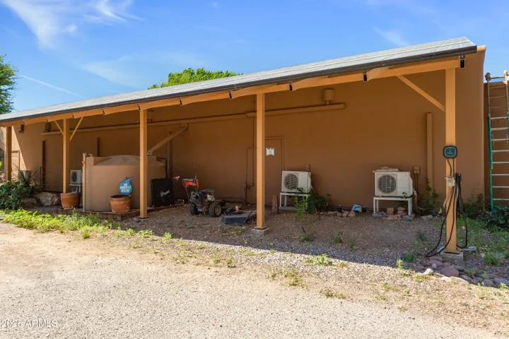 Side of building in parking area
