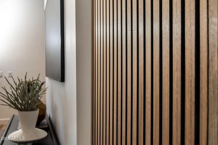 Beautiful wood paneling with felt backing for improved sound absorption