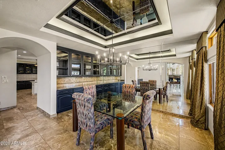 Built-in Buffet/Bar with Upper Cabinets | Accent Lighting | Lower Cabinets with Drawers