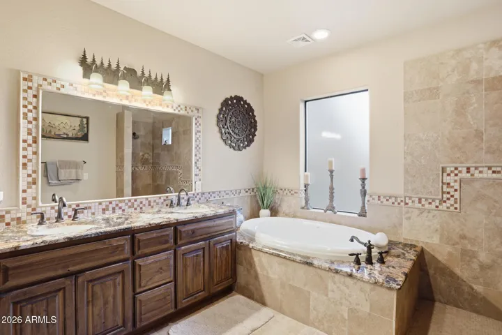 Dual sinks, a soaking tub....life is good!