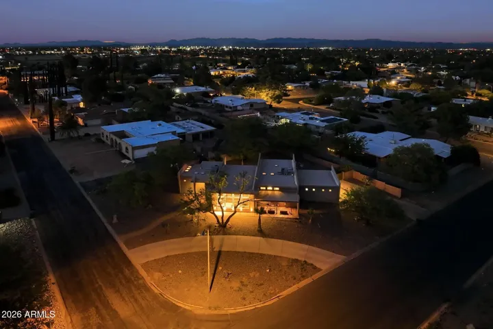 Evening aerial of front