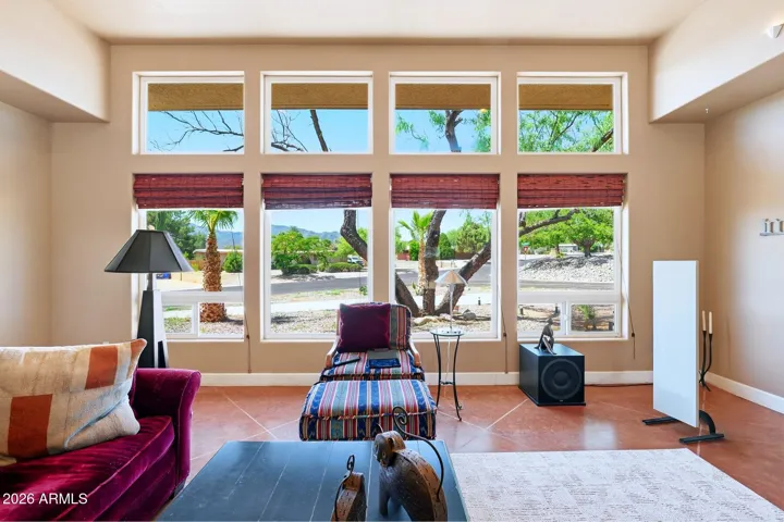 Living room view out front windows
