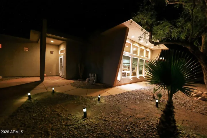Front of home in evening