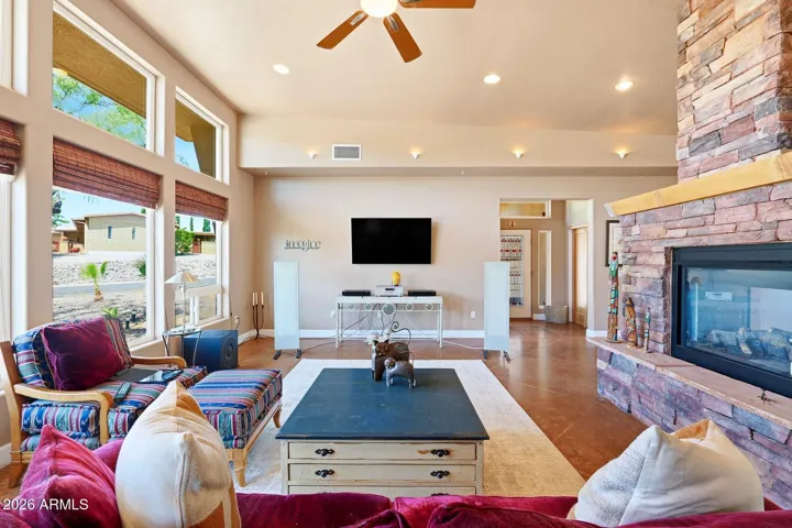 Living room view towards front door