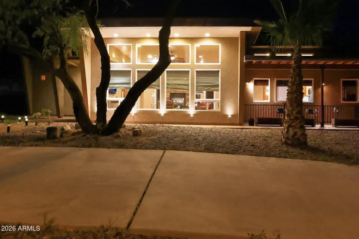 Front of home in evening