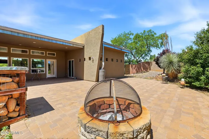 Backyard with firepit and patio