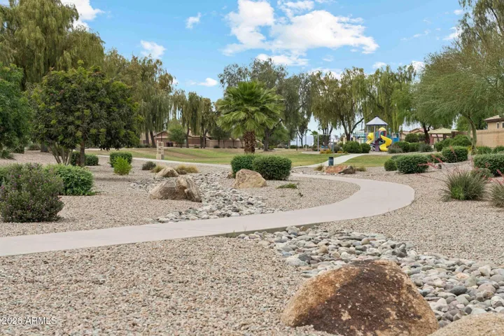 Walking path across the street. Three playgrounds all within walking distance.