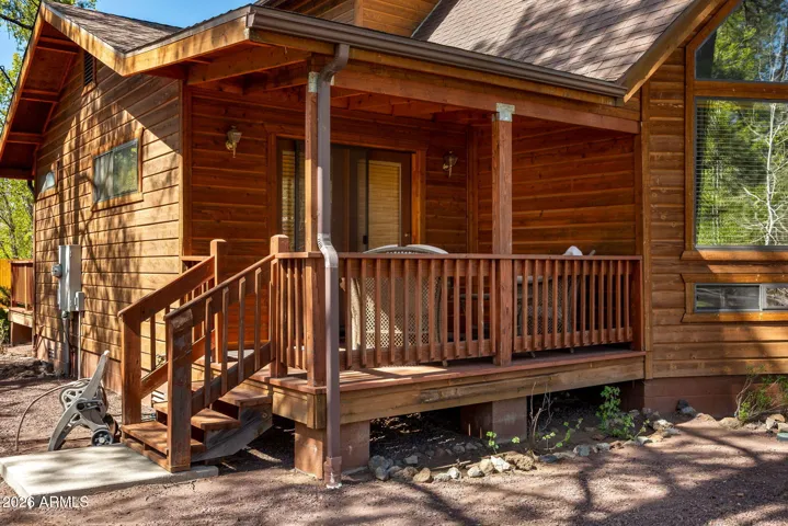 Master bedroom deck front entrance