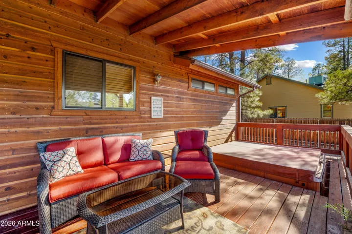 Sunken hot tub - back covered deck