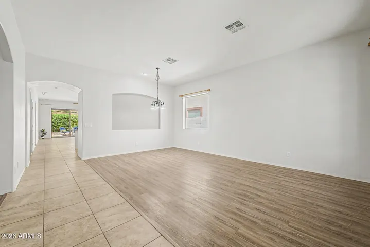 View from front door through to Family Room/Kitchen