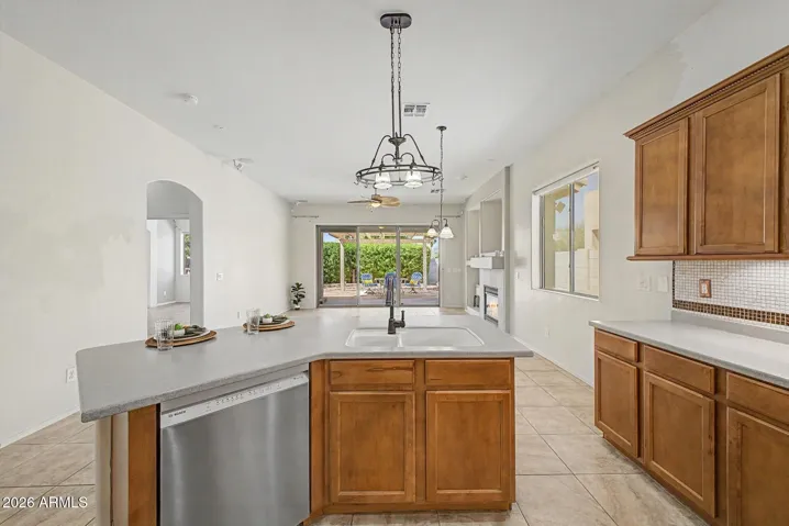 Kitchen overlooks the Family Room