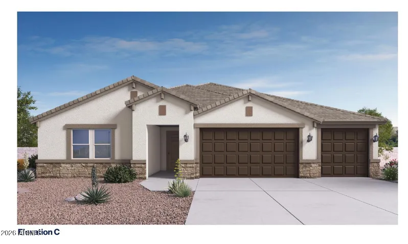 Elevation 'C' Rendering-rendering does not reflect exterior paint color, stone veneer-exterior color schemes will vary