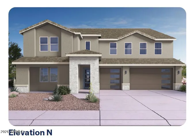 Exterior Elevation 'N' Rendering-Does Not Reflect Exterior Paint Color Or Stone Veneer Color