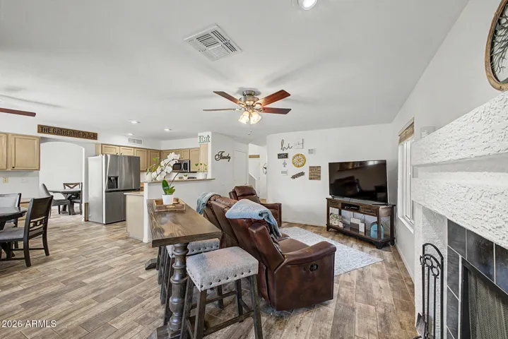Family Room with Wood Burning Fireplace