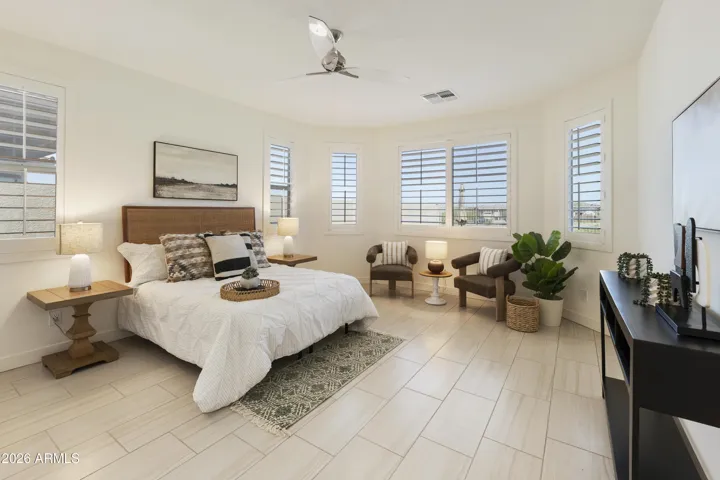 Room is big; this is a queen size bed and lots of room for a king bed