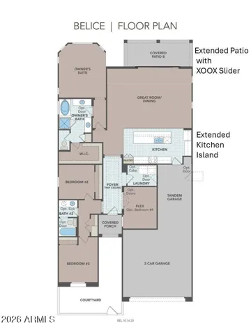 Extended Patio with slider, extended granite island, bay window sitting area in Primary BR