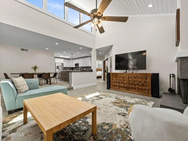 Open floorplan with clerestory windows for natural light