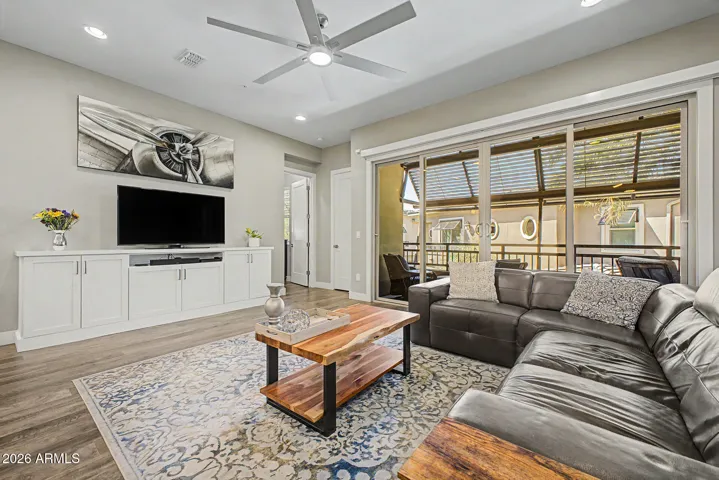 Living Room area with built in TV hutch