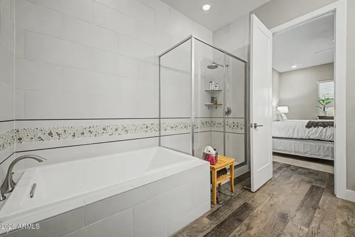 Separate shower and tub